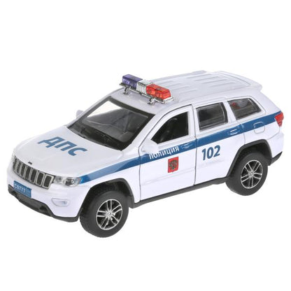 CHEROKEE-12POL-WH Машина металл "jeep grand cherokee полиция" 12см, инерц., белый в кор. Технопарк в