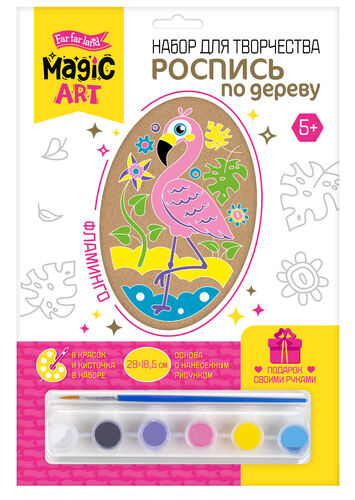 Набор для творчества Роспись по дереву "Фламинго" (овал, большой конверт)