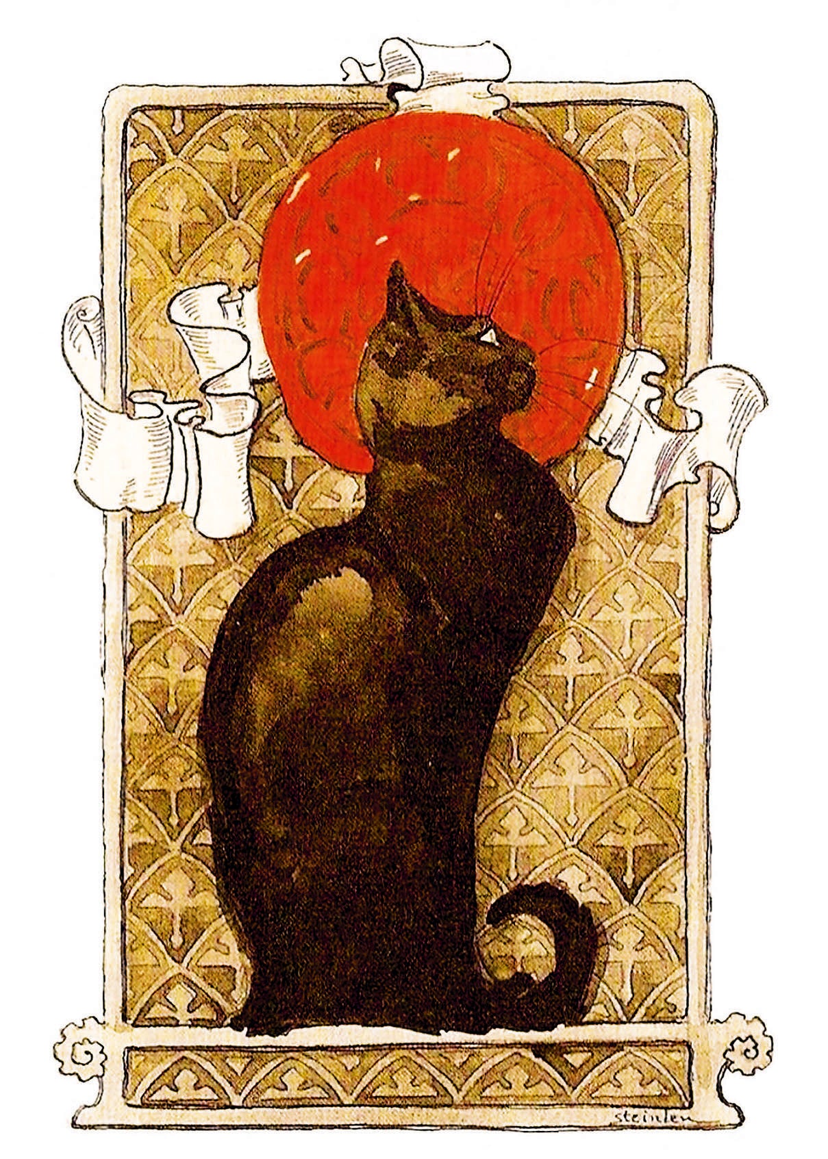 Плакат «Кошачьи миры». Стейнлен Теофиль-Александр. Черный кот (Профиль) А3