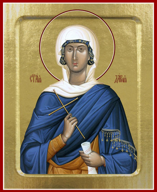 Икона Дарии, святой (синяя) (на дереве): 125 х 160