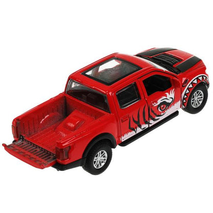 Machine en métal FORD F150 RAPTOR ХИЩНИКИ 12 см, двер, баг, инер, красный, kor. Parc technologique dans le cor.2*36шт