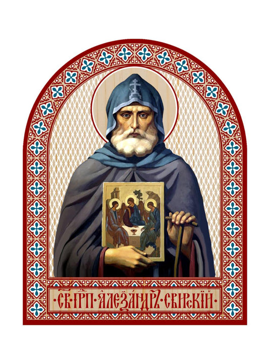 Икона аркой Александр Свирский (иконой) (на дереве): 95 х 120