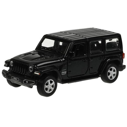 Machine en métal JEEP WRANGLER SAHARA 12 cm, double, bagage, acier, noir, cor. Parc technologique dans le cor.2*36шт