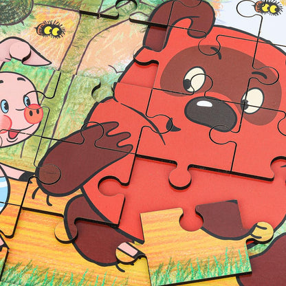 Игрушка деревянная пазл 28*19,5 см. СОЮЗМУЛЬТФИЛЬМ терм. пакет Буратино в кор.25шт