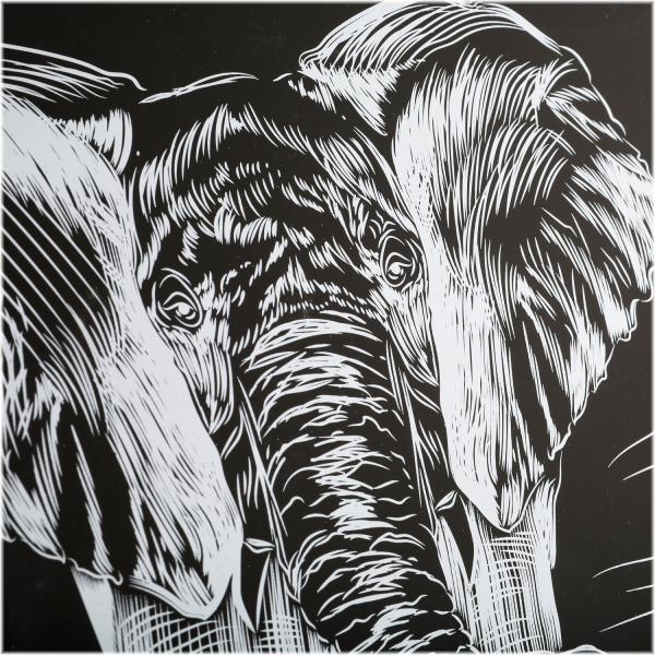 Гравюра 18*24 см слон, серебряная МУЛЬТИ АРТ в кор.120шт