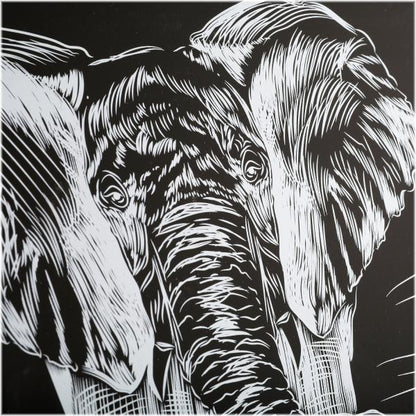 Гравюра 18*24 см слон, серебряная МУЛЬТИ АРТ в кор.120шт