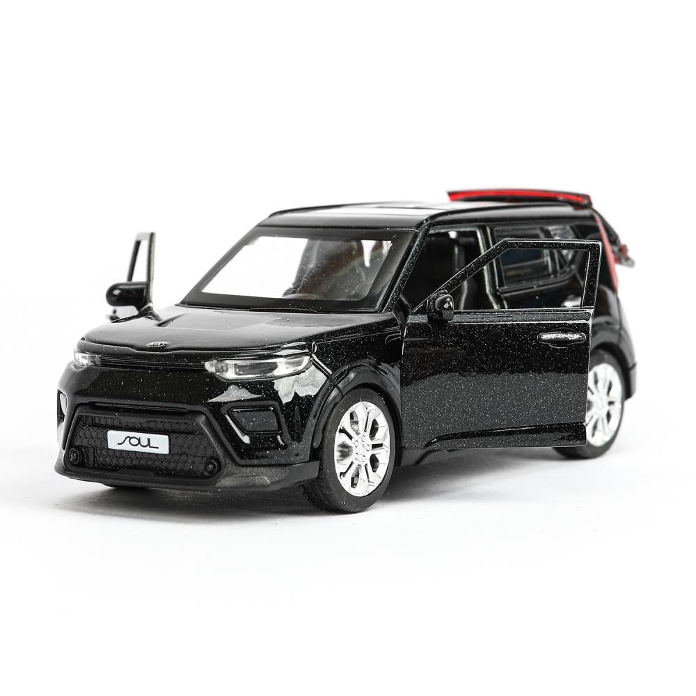 Машина металл KIA soul длина 12 см, double, багаж., инерц, черный, кор. Parc technologique dans le cor.2*36шт