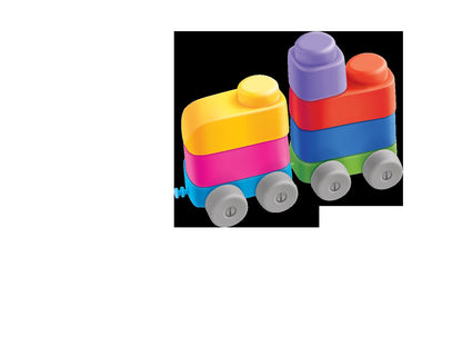 ДК.Конструктор "Мягкие кирпичики plus. Веселый транспорт" 10 детей+колесики арт.04031