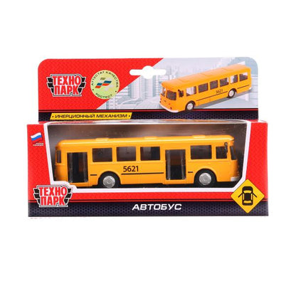 SB-16-57WB 233167 АВТОБУС "ТЕХНОПАРК" МЕТАЛЛ. ИНЕРЦ. 15СМ, ОТКРЫВ. ДВЕРИ В РУСС. КОР. в кор.2*24шт